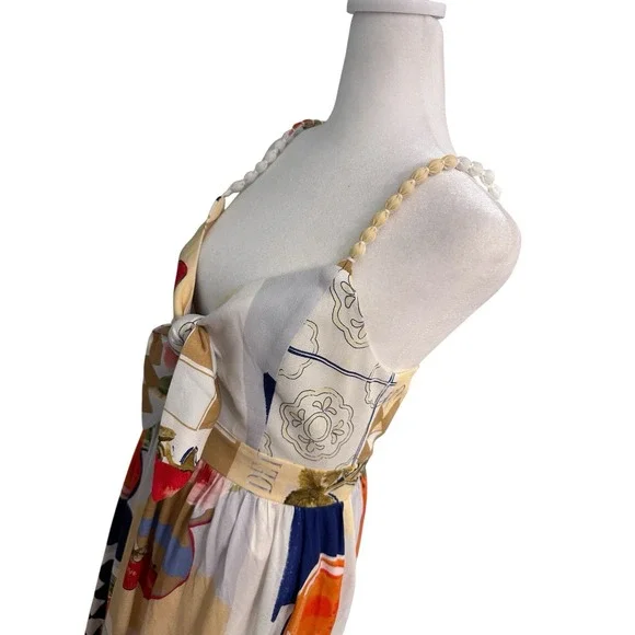 Tuckernucks CAROLINE CONSTAS Linen Blend French Themed Maxi Dress Vacation S NWT - Picture 5 of 9